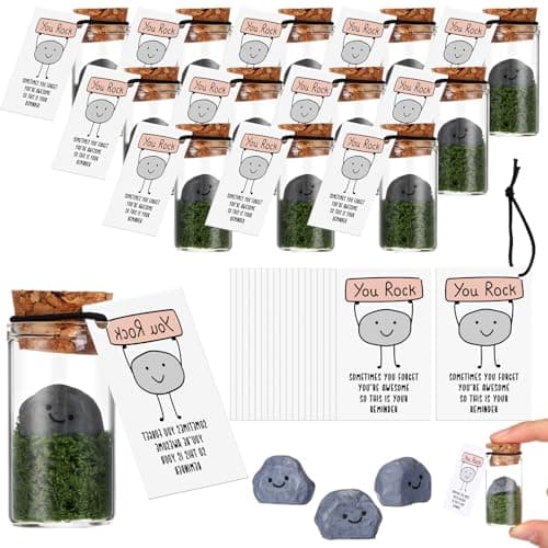 Seenelling 20 Sets Emotional Support Gifts Bulk Team Building Positive Affirmation Thank You Coworker Gifts with Inspirational Cards for Employee Appreciation Staff TeacherYou Rock