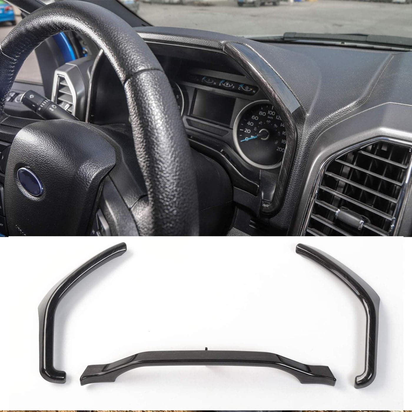 Voodonala for Ford F150 20152020 Center Dash Side Ring Cover Trim Compatible with Ford F150 F250 F350 Super DutyBlack Wood Color3PcsSet