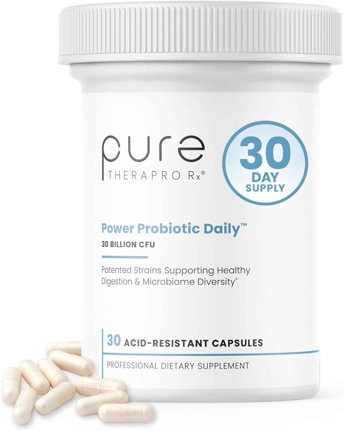 Power Probiotic Daily 30 AcidResistant Capsules 4 Proven Strains 30 Billion CFUCapsule Patented ActivVial Desiccant Bottle to Ensure Freshness NO Refrigeration Required