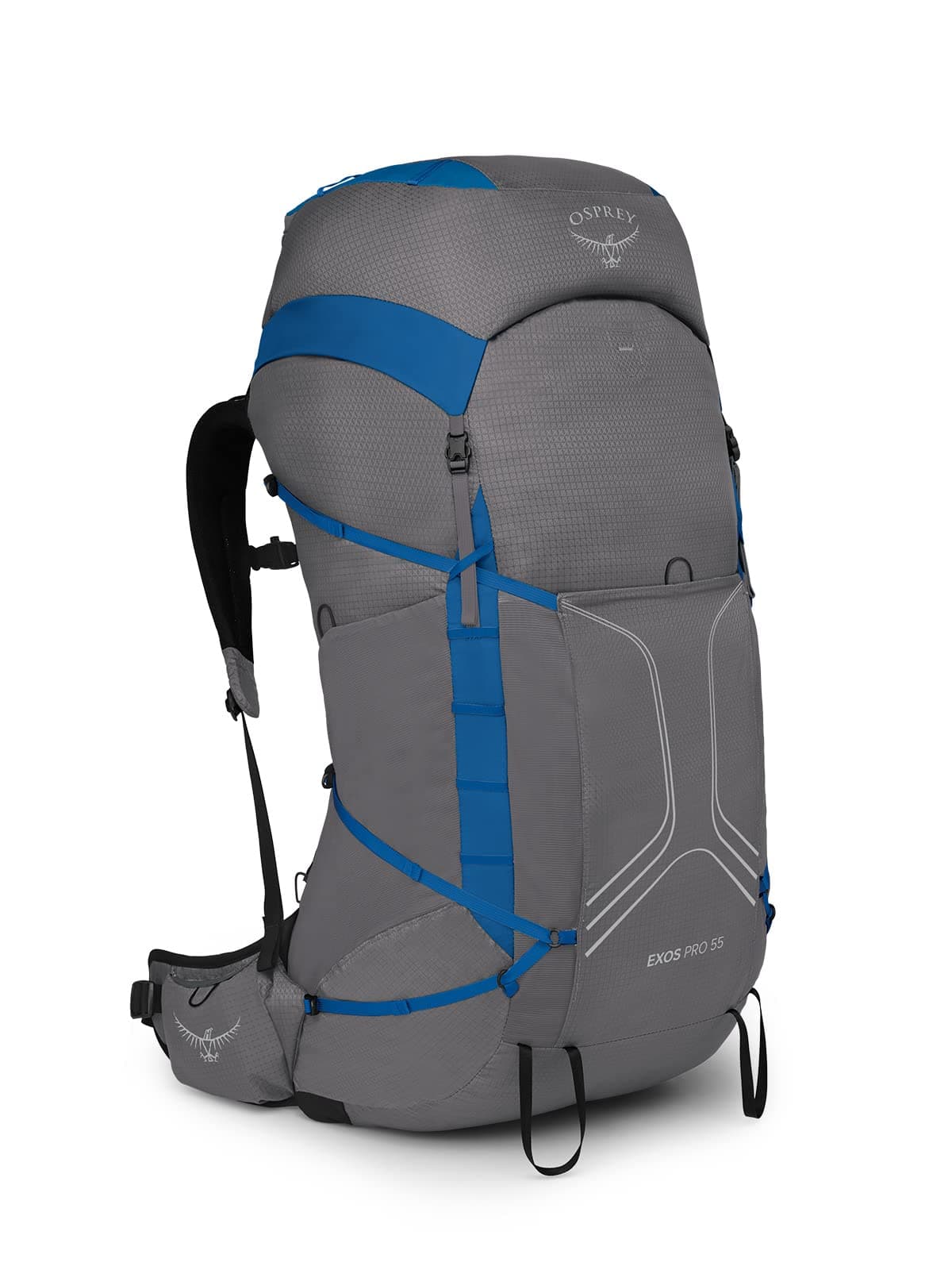 Osprey Exos Pro 55L Mens Backpacking Backpack Dale GreyAgam Blue LXL