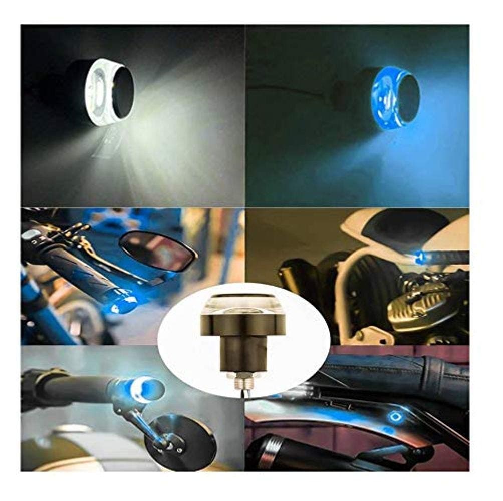 AOWbikes Handle Bar End Dual Led Bike Turn Signal Indicator Light (Blue & White) for KTM Duke 200