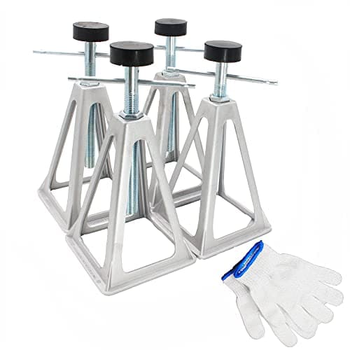 X-Haibei RV Stabilizers Jacks for Trailer Camper 4 Pack Aluminum Stack Jacks 6000 Pounds Supports with Cushion Rubbers Adjustable from 11" to 17"