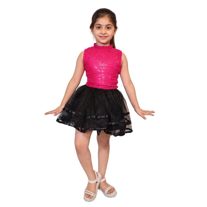 Kaku Fancy Dresses Western Dance Top for Kids | Halter Neck Costume Top for Girls | Ideal for Annual Function, Dance Performance & Stage Shows (Only Top – Skirt Not Included) - Mazanta, 5-6 Year, Girl