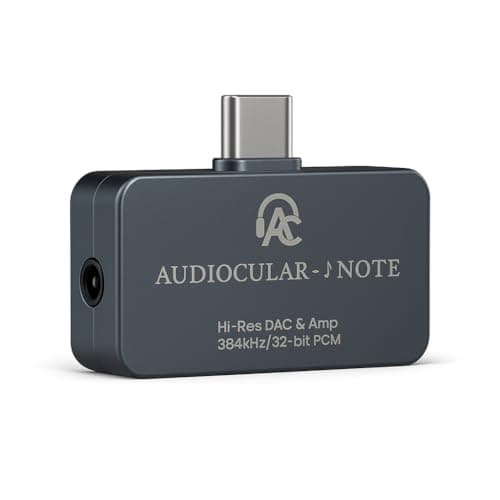 AUDIOCULAR Note Portable Hi-Res DAC & Amp, APP Support, Connector & Adapter – KT02H20 DAC, OPA97220 AMP, 32-bit/384kHz PCM, Type-C to 4.4mm & 3.5mm, UAC 2.0, App Support – USB-C Headphone Amplifier