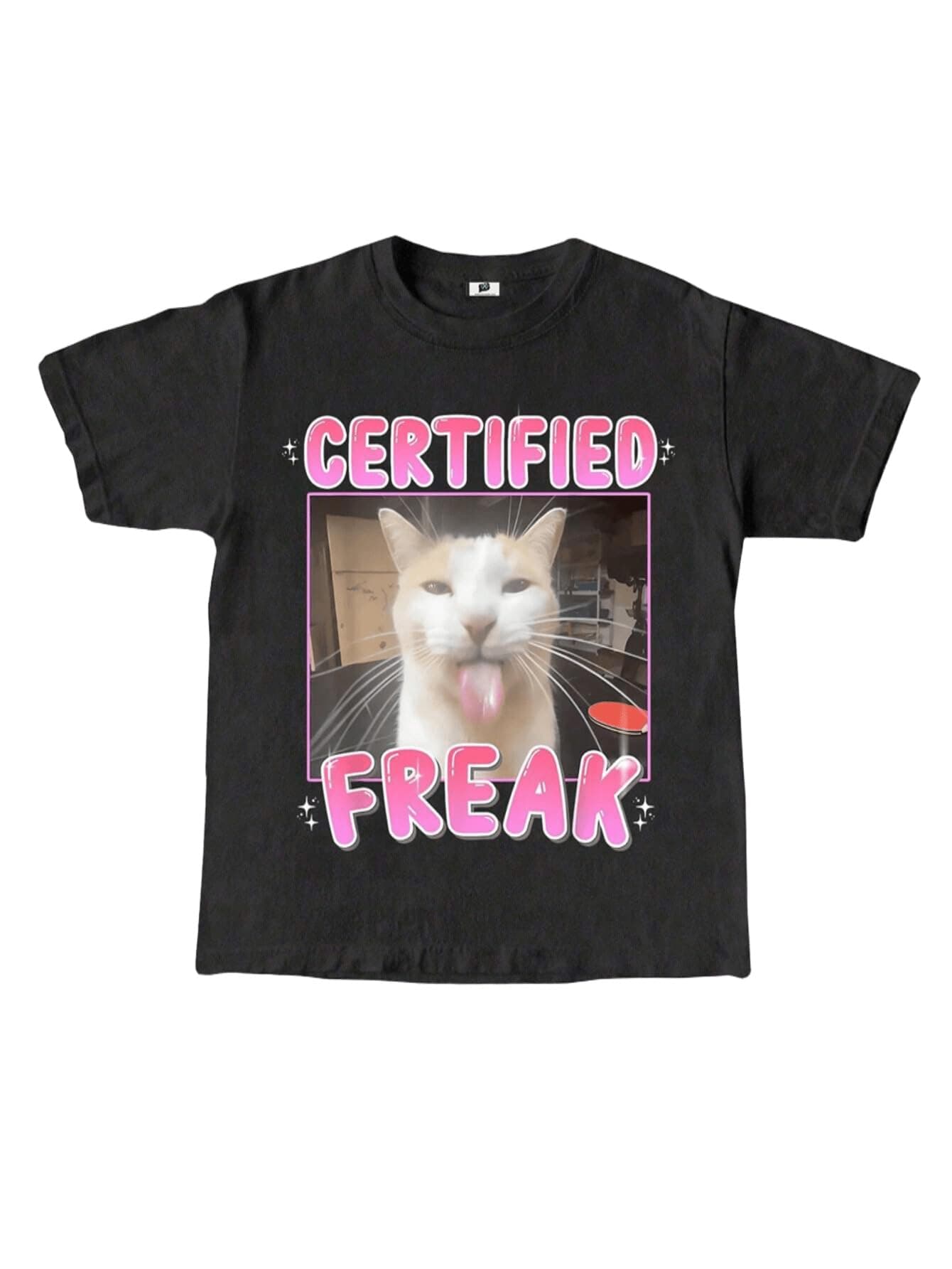 SXV STYLE 'Certified Freak ’ Printed Cool Aesthetic Oversized Baggy T-Shirt (in, Alpha, XS, Regular, Black)