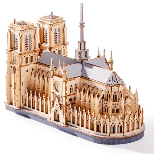 3D Wooden Puzzle for Adults Notre Dame de Paris Cathedral Model Building Sets DIY Craft Kits Unique Gift and Home Decor for Architecture Enthusiast 330PCS
