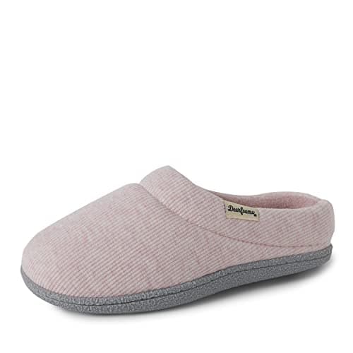 Dearfoams Women's Lacey Machine Washable Memory Foam Comfort Easy on/Off Clog Slipper, Pink Heather, Medium