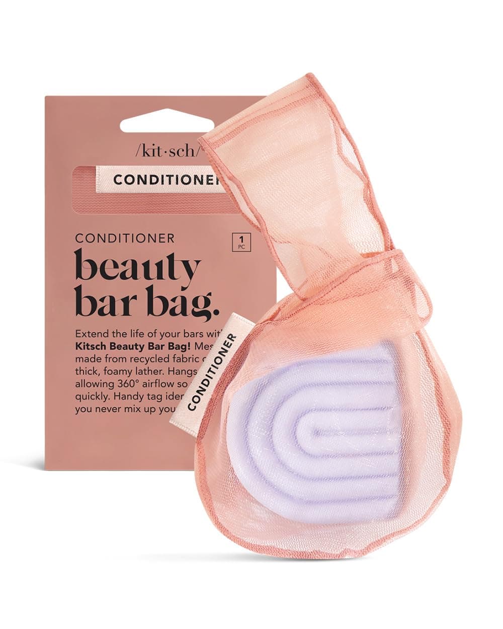 Kitsch Bar Soap Saver Bag Recycled Mesh Beauty Bar Pouch for Body Wash Conditioner Shampoo Bars Holder to Preserve Soap EcoFriendly Patented Bag Terracotta