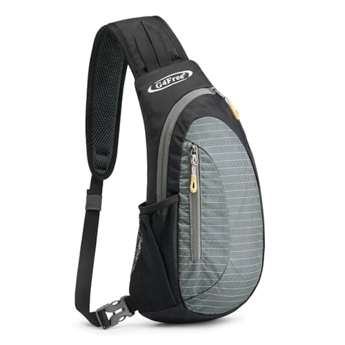 G4Free Sling Bag for Men Women, Small Crossbody Backpack Lightweight Chest Shoulder Bags for Travel, Outdoor and Sports (Black-grey)
