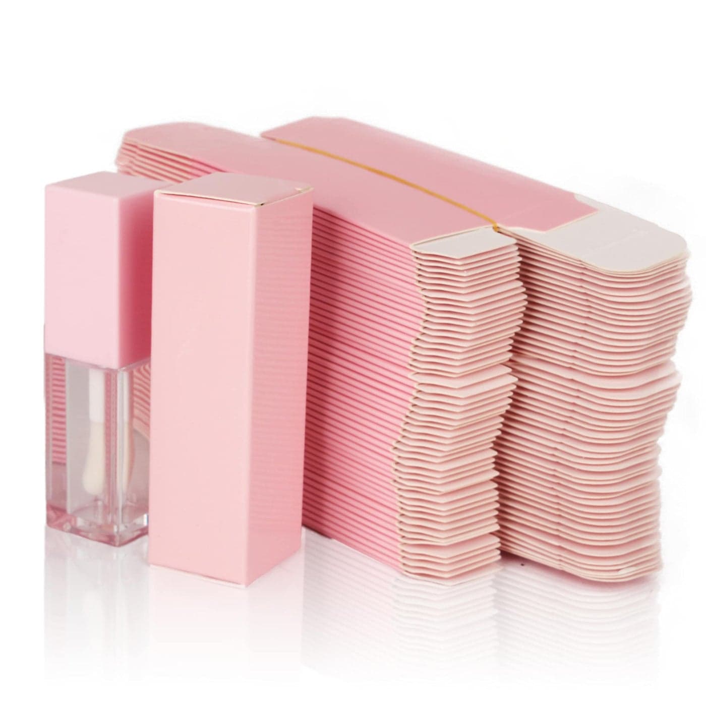 25pcs 25 * 25 * 86mm Craft paper box for lip gloss 350gms lipstick packing box for lipgloss tubes(pink paper box 25pcs) (Pink)