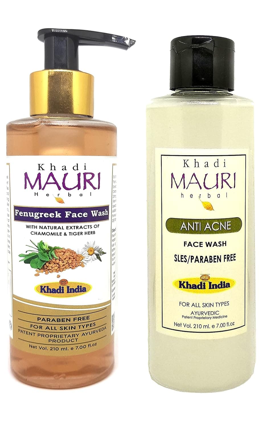 Khadi Mauri Anti Acne Fenugreek face wash Pack of 2 420ml