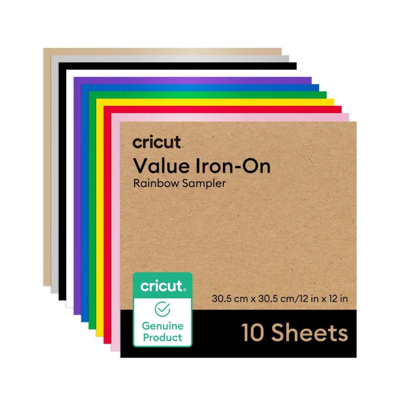 Cricut Value Iron On Rainbow Sampler 12in x 12in 10 Sheets HTV Heat Transfer Vinyl
