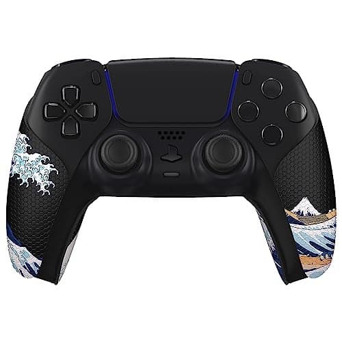 eXtremeRate PlayVital Anti-Skid Sweat-Absorbent Controller Grip for ps5 Controller, Professional Textured Soft Rubber Pads Handle Grips for ps5 Control - The Great Wave Off Kanagawa
