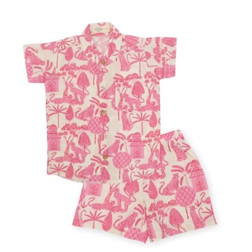 A toddler thing Coord Sets|Mulmul Cotton|Perfect for Summer|Shirt and Shorts Set|Urban Wild|4-5y