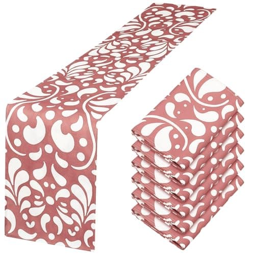 Windkream 6 Pcs Cielito Lindo Party Decorations Talavera Table Runner 71 x 13'' Cielito Lindo Baby Shower Party Decoration Mexico Home Decor Traditional Cinco De Mayo Decorations(Pink)