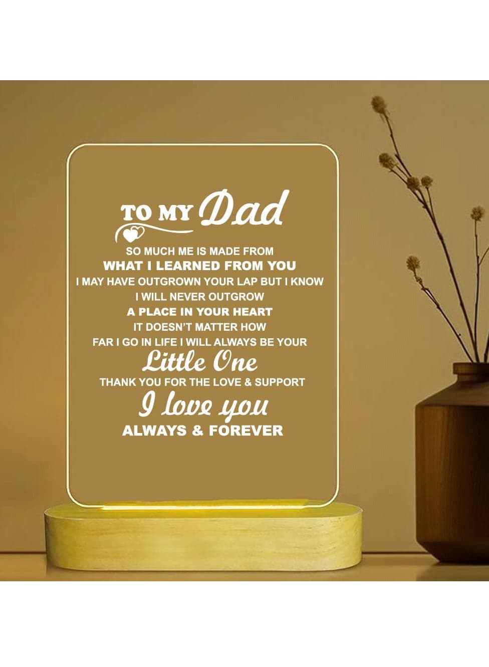 Father's Day LED Lamp for Dad - Great Gift Idea for Father's Day - Gift for Dad - Dad's Birthday Gifts from Daughter and Son - Dad Appreciation Gifts - Gift for Daddy