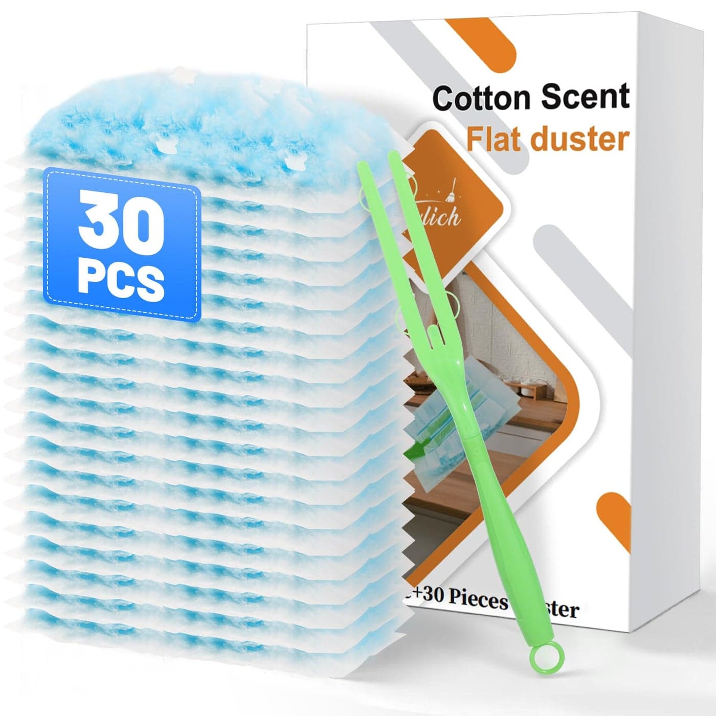 30PCS Disposable Dusters Refills Compatible with Swiffer180 Degree Electrostatic Disposable Replacement Head for HomeOfficeCeiling FansBlinds and Furniture Dusting
