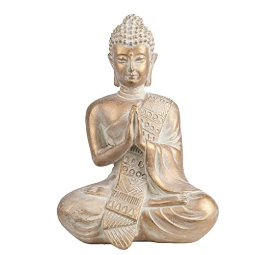 TERESA'S COLLECTIONS Buddha Statue Indoor for Zen Decor, Meditation Buddha Home Decor for Spiritual Room, Boho Gold Statue Resin for Office Table Living Room Home Decorations Gifts for Mom, 6.3"