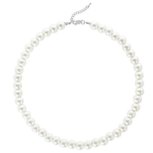 BABEYOND Round Imitation Pearl Necklace Wedding Pearl Necklace for Brides (Diameter of Pearl 10mm)