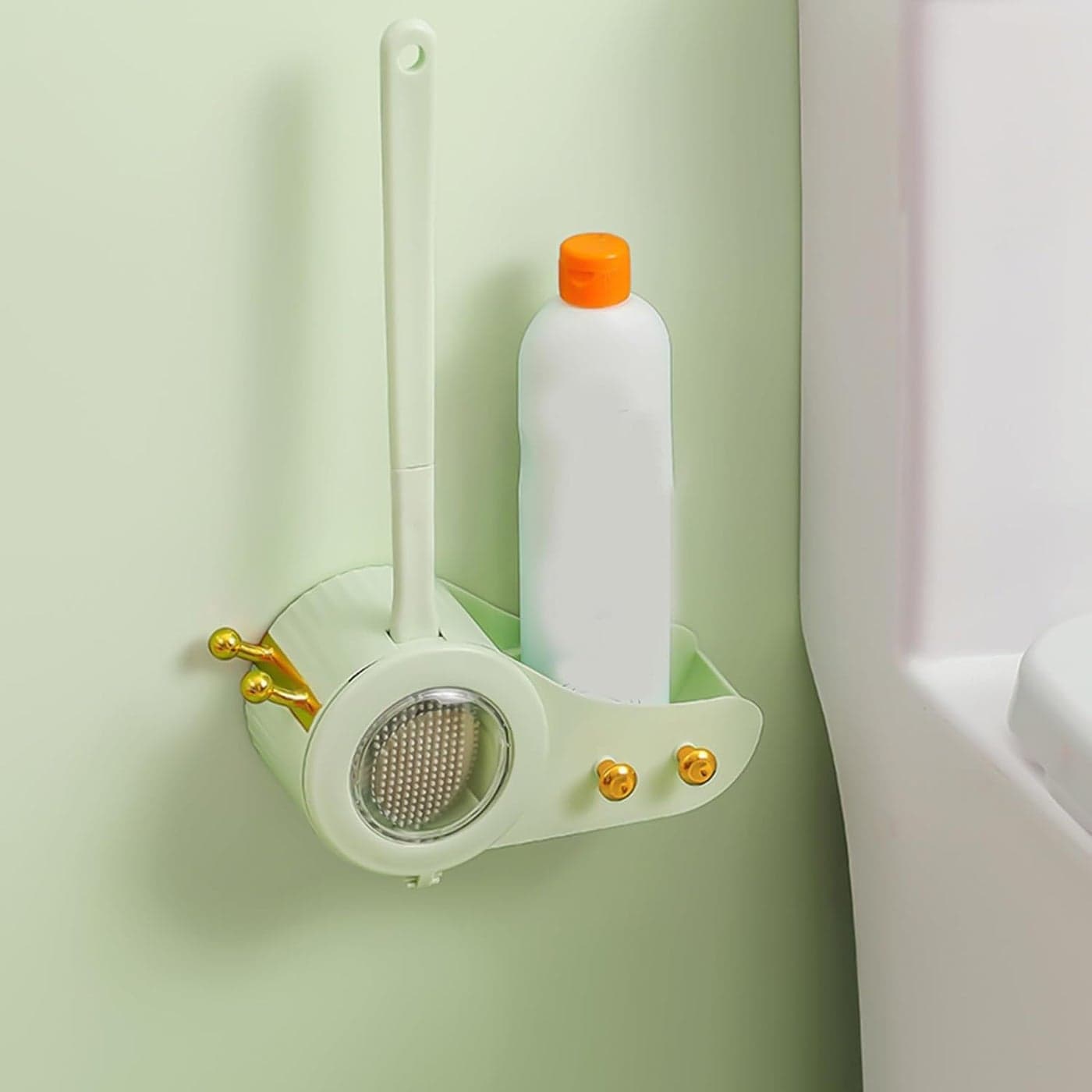 VernoCraft SnailShaped Wall Mounted Toilet Brush Stylish Compact Bathroom Cleaner with Holder SpaceSaving Storage Rack Pack of 1
