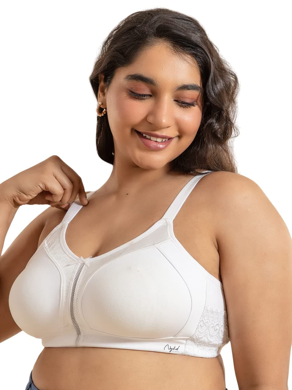 NYKD by Nykaa Women’s Full Support M-Frame Heavy Bust Everyday Cotton Bra | Non-Padded | Wireless | Full Coverage| Bra, NYB101, White, 34C, 1N