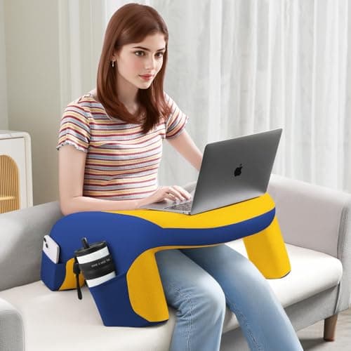 WOGAHEV Reading Pillow, Gaming Pillow for Lap, Bed Desk for Laptop and Writing, Memory Foam Lap Desk for Reading, Working, Playing Steam Deck Switch or Sitting in Bed, Floor Sofa- Yellow