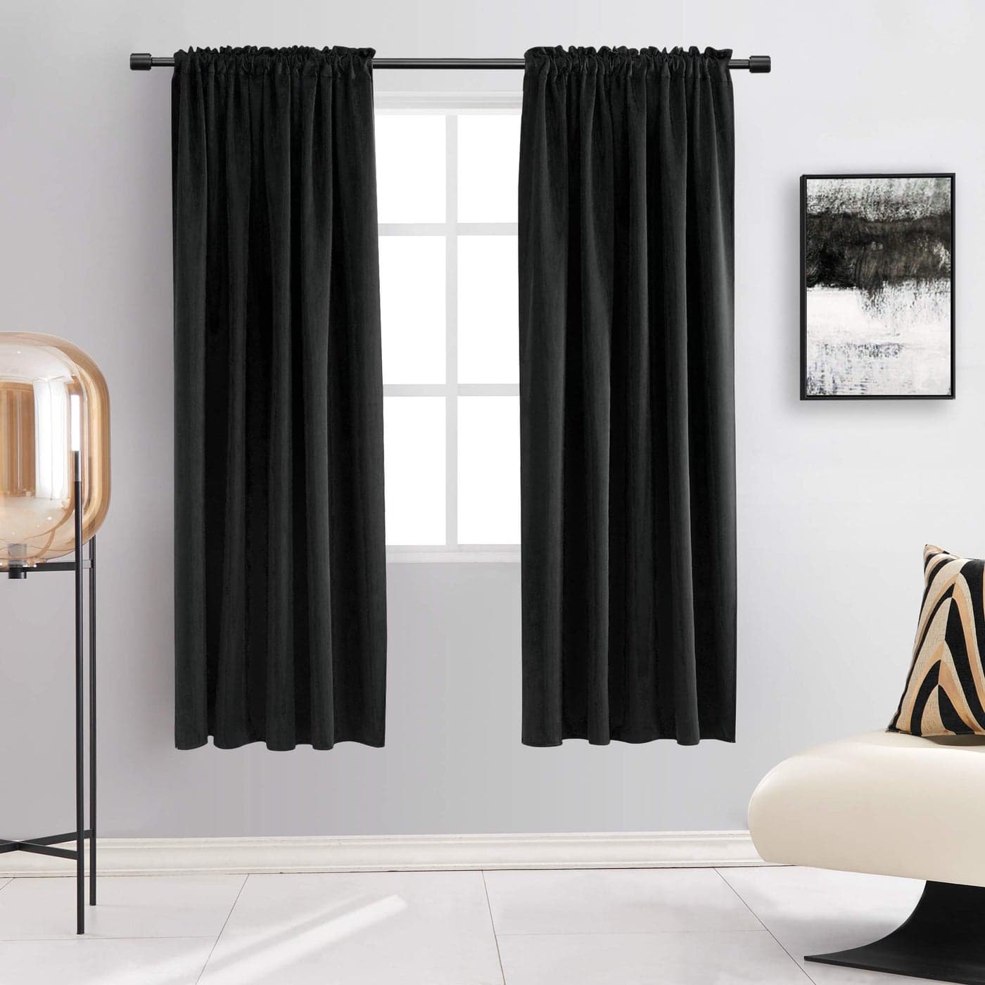 DONREN 99 Blackout Curtain Panels for Bedroom Thermal Insulated Room Darkening Curtains for Living Room 2 Window Curtain Panels 52 x 63 InchBlack