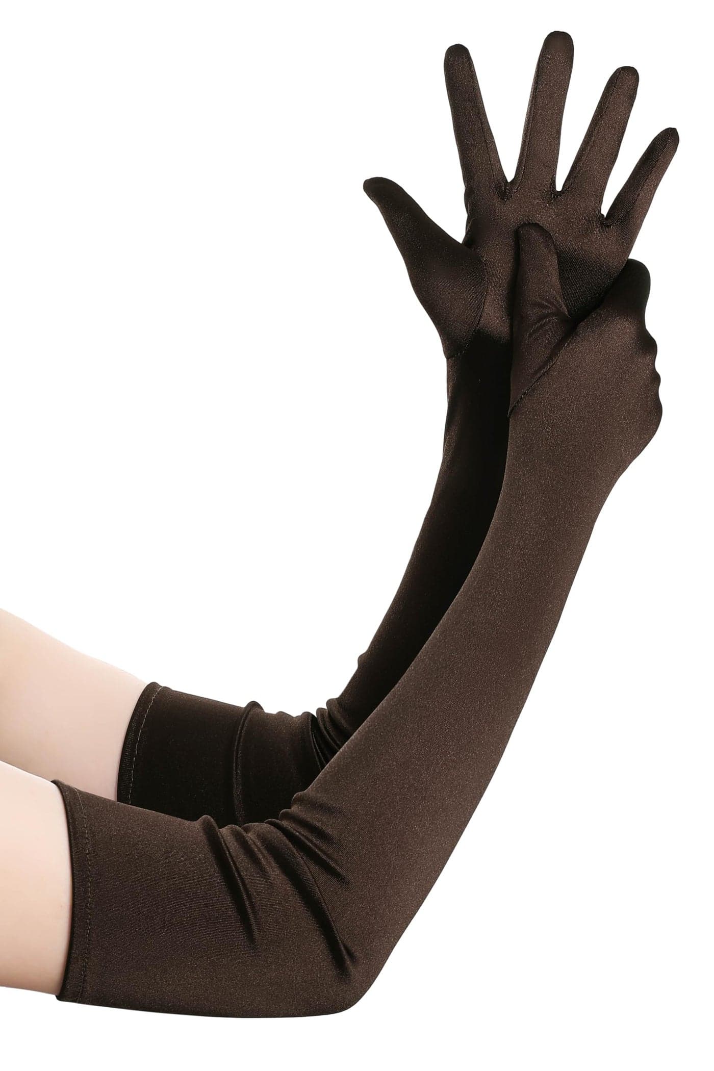 BABEYOND Long Opera Party 1920s Satin Tea Party Gloves Costume Stretchy Adult Size Elbow Length Bridal Gloves