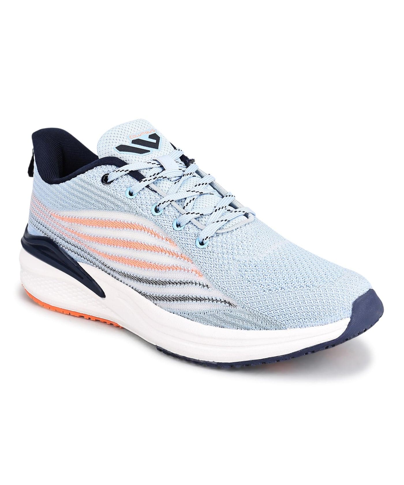 Columbus Pacer Sports Shoe - Running Shoe| Walking Shoe| Training & Gym Shoe| Outdoors Shoe for Men's, (Sky Blue & Fluorescent Orange), UK7