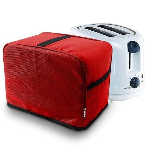 NABAAT Dust Proof Water Proof Washable Cover for 2 Slice Toaster Pop up Kitchen with Pockets Standard Size, Red (11”x 6.5”x 8”)