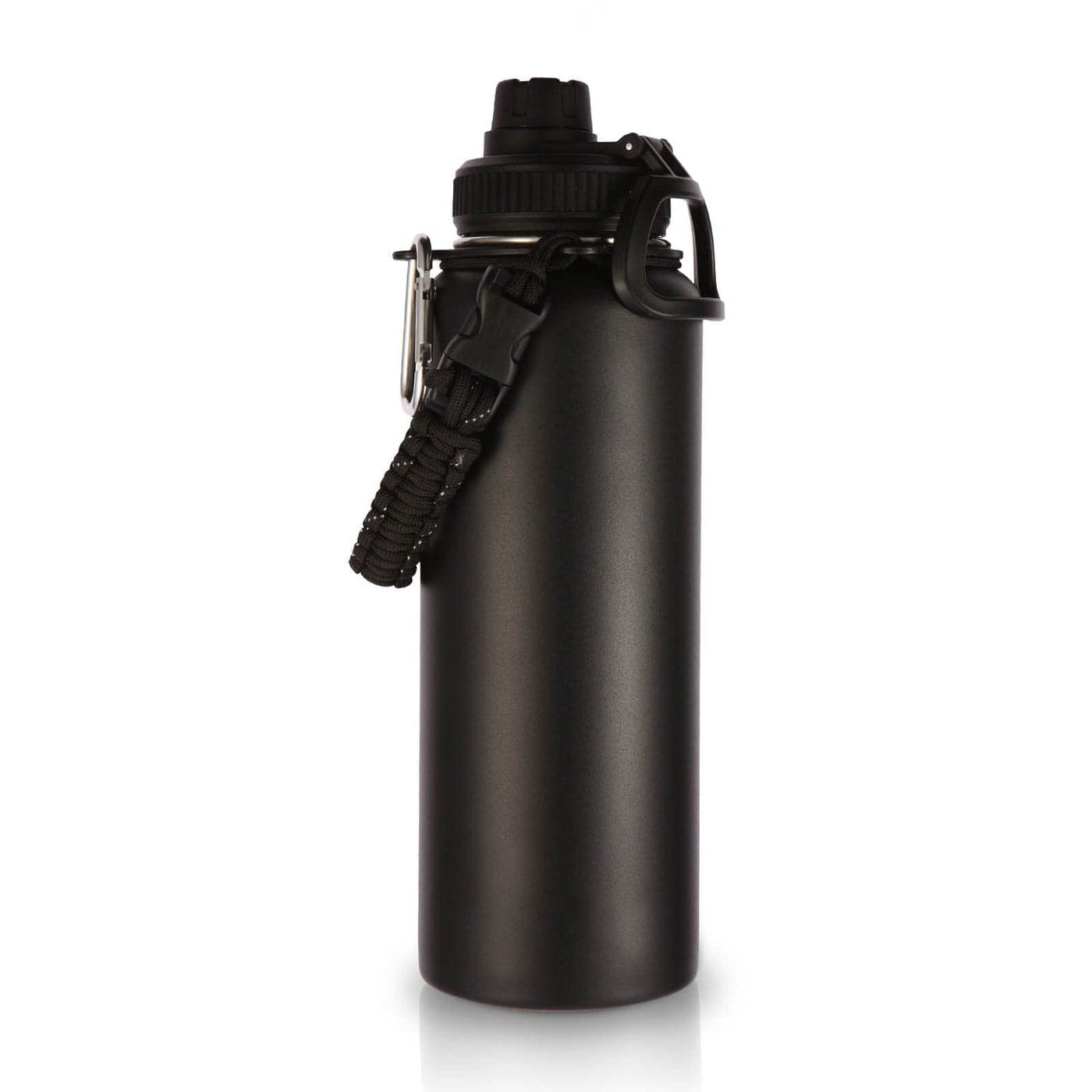 Volhoply 40 oz Insulated Water Bottles Paracord Handle Stainless Steel Sports Bottle with Spout Lid Double Walled Travel Water Cups with Wide Mouth Reusable Water jug for Adults Black 1 Set