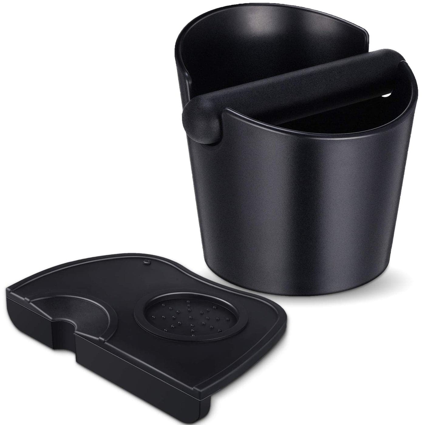 Set of 2 Pieces Espresso Knock Box and Coffee Tamper Mat Reliable Barista Tools with Removable Knock Bar Non-slip Base Food Safe Silicone Espresso Tamper Mat for Barista Bar Shop Worktop
