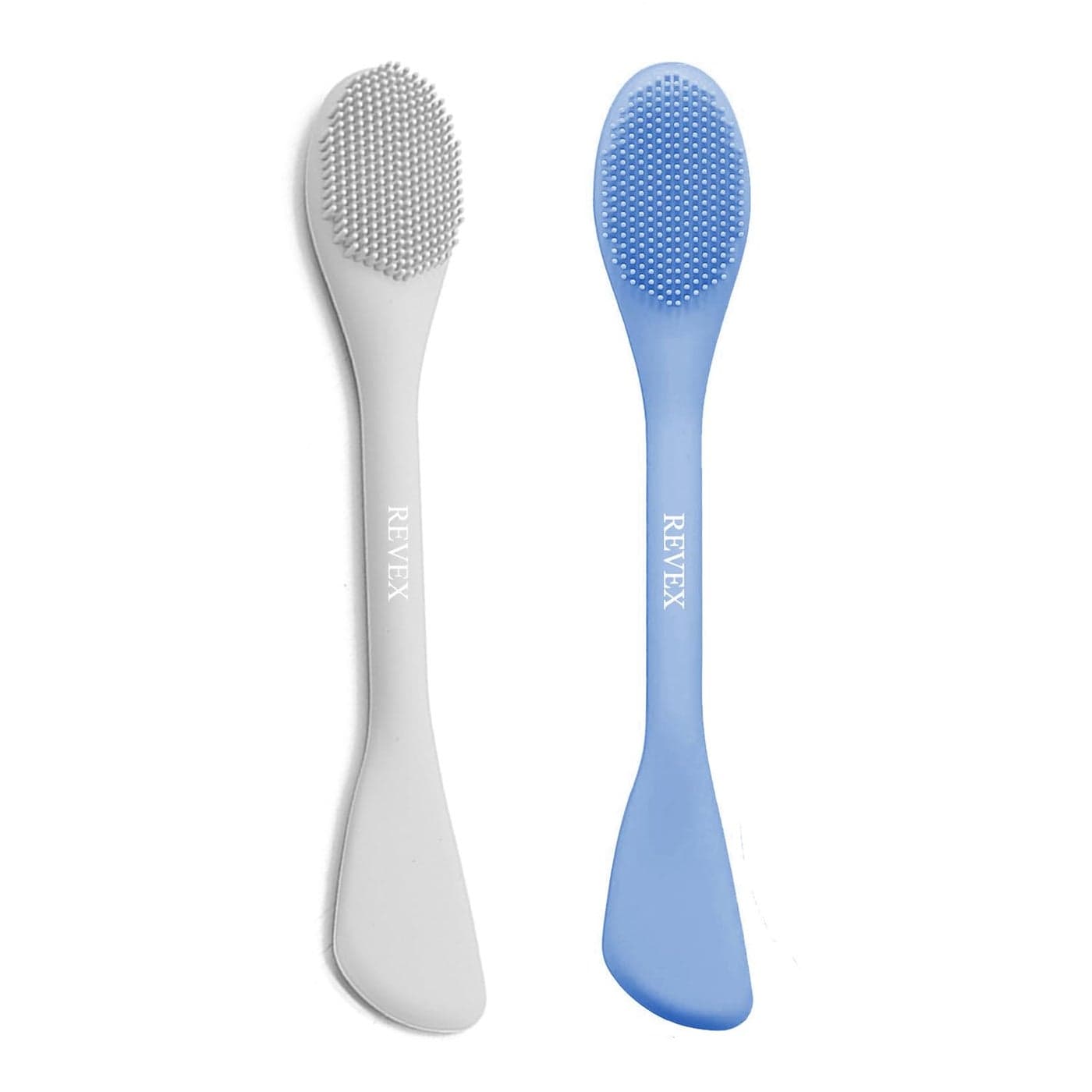 REVEX 2 in1 Face Mask Applicator Face Scrubber2Pcs Silicone Facial Cleansing BrushMask Applicator Tool for Facial MudFace Exfoliator for Makeup Skincare Removal Sky BlueGray