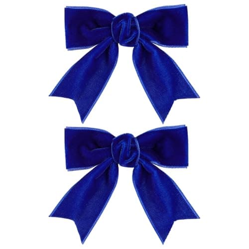 3 Velvet Royal Blue Hair Bows Small Cute Velvet Ribbon Alligator Hair Clips Barrettes Hairpins Wedding Prom Party Dress Decor Accessory for Little Teen Toddler Flower Girls Kids