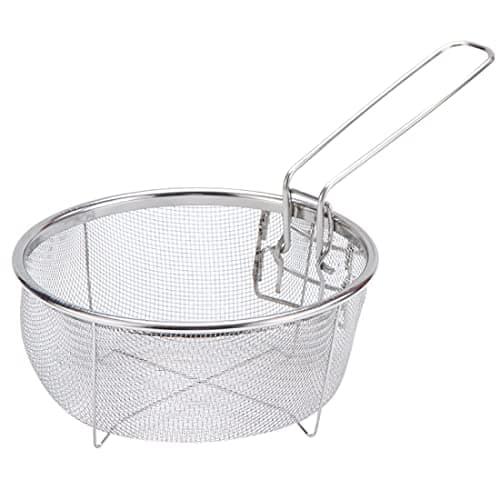 Stainless Steel Deep Fry Basket with Detachable Handle for Frying, Serving Food - Multifunctional Fryer Basket - Round/9 Inch