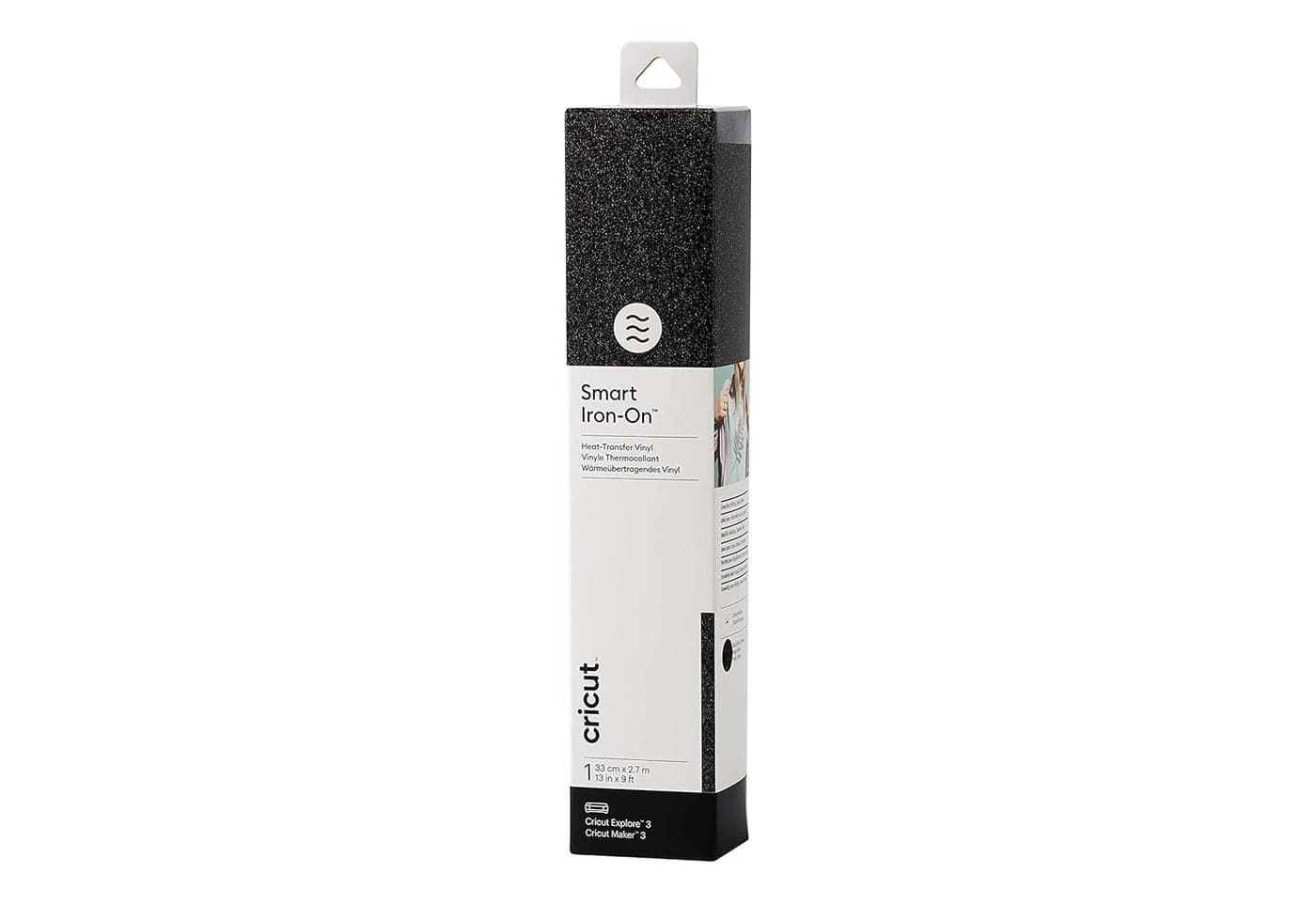 Cricut Smart Glitter Iron On Black 27 m 9 ft Heat Transfer Vinyl Roll HTV for use Explore 3 Maker 3