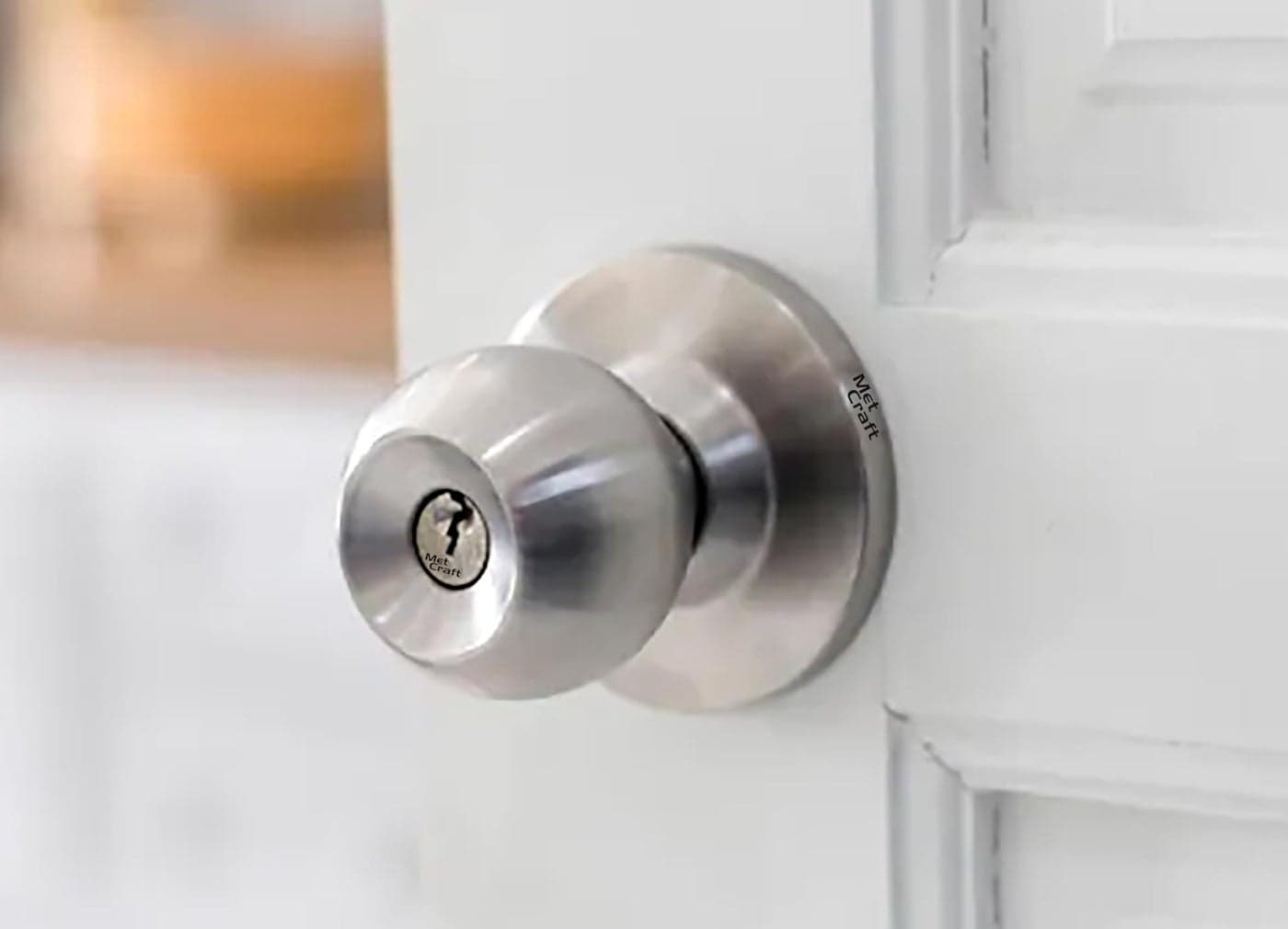 Met Craft Room Door Knob Lock - with 3 Brass Key Cylindrical Lock for Bedroom/Main Door/Tubular Door Knob/Handle (Silver Matt, 60 mm Backset)