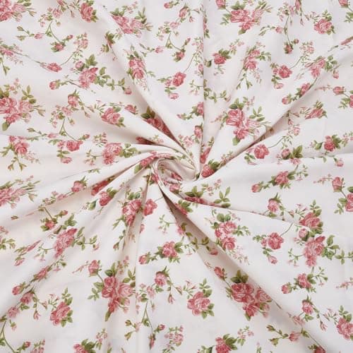 PLIGREAT 11 Yard Print Floral Cotton Fabric 63 Inch Wide Rose Flowers Pattern Precuts Fabric Quilting Accessories for Craft Patchwork Sewing Home Decor