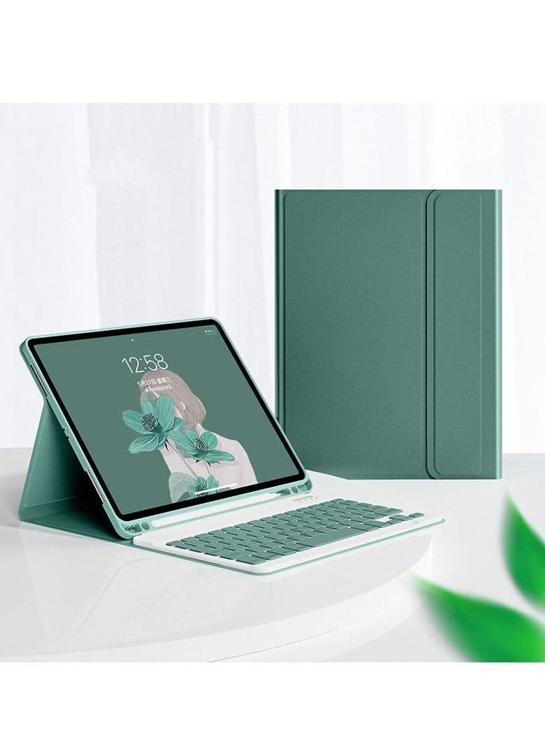 Lightweight Smart Cover with Magnetically Detachable Wireless Keyboard for iPad Air (5th Gen/4th Gen) 10.9 inch Green