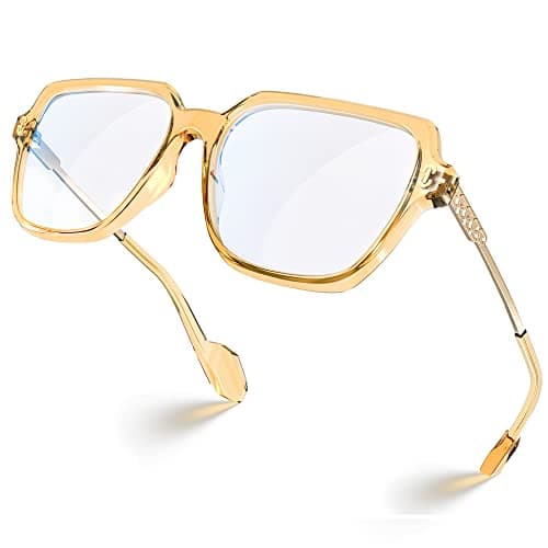 VISOONE Oversized Blue Light Blocking Glasses with Chic Square TR90 Frame and Metal Temple for Women Men REMY