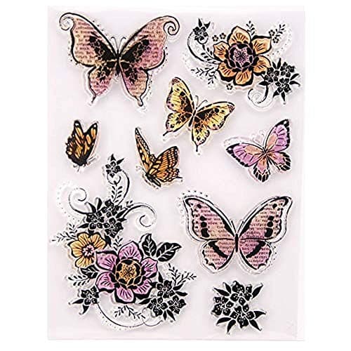 Different Butterfly Flowers Butterflies Clear Stamp Rubber Clear Stamp/Seal Scrapbook/Photo Album Decorative Card Making Clear Stamps