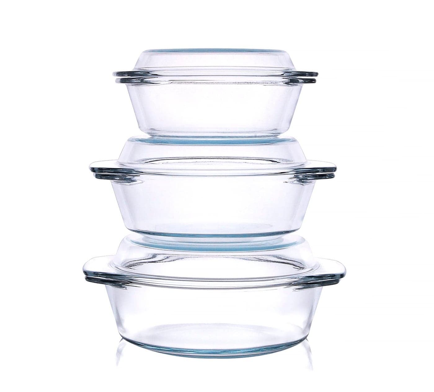 HUSANMP Set of 6 Pieces Round Tempered Glass Casserole Dish with Lids Glass Casserole Baking Dish Set for Oven Freezer and Dishwasher Safe 07QT1QT15QT