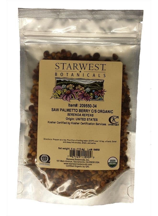 Saw Palmetto Berry Cut & Sifted Organic -Serenoa repens, 4 Oz