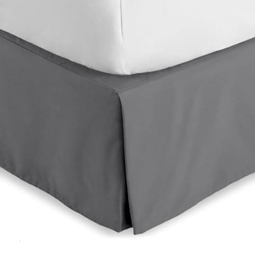 Bare Home Twin XL Bed Skirt - 15-Inch Tailored Drop Easy Fit - Bed Skirt for Twin Extra Long Beds - Center & Corner Pleats (Twin XL, Grey)