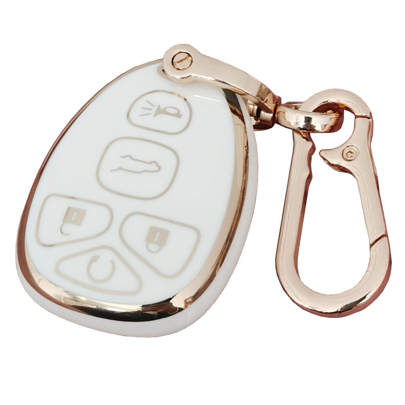 QIXIUBIA for Chevrolet Key Fob Cover Keyless Remote Smart Key Fob Shell with Keychain Fit for Chevy Suburban Tahoe Traverse Buick Enclave Cadillac Escalade GMC Acadia Yukon White 5Button