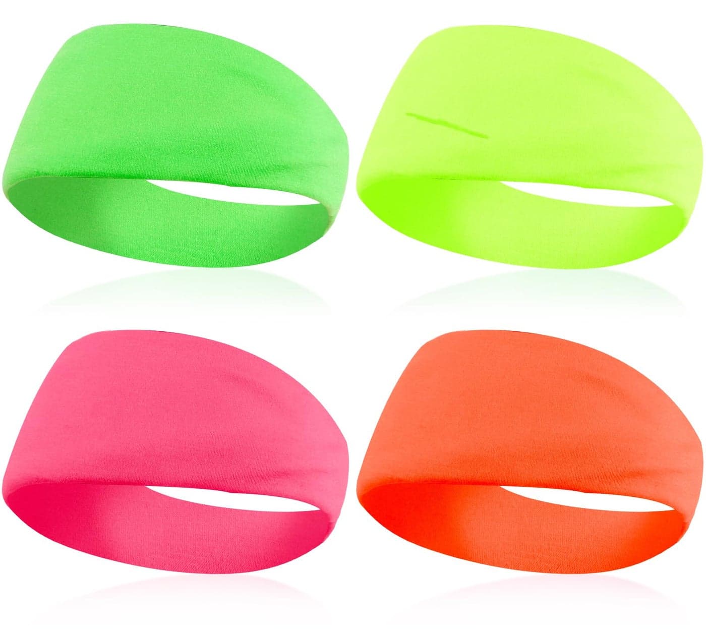 KICOSY 4PCS 80s 90s Neon Headband for Women Neon Accessories Sweat Hairbands Non-Slip Sports Headband Sweatbands Retro Party Cospaly