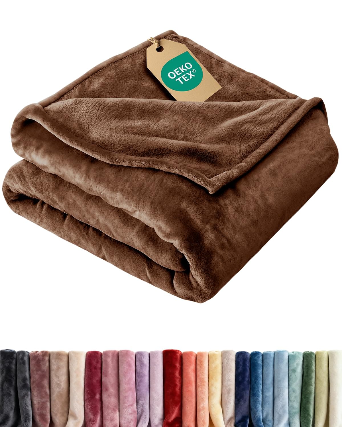 Ultra Soft Fleece Blanket King Size - Flannel Fleece Luxury King Blanket - Lightweight for Couch Bed Chair - Thick, Warm and Breathable - All Season Cozy Fuzzy, Anti-Static Microplush Bedding, Brown