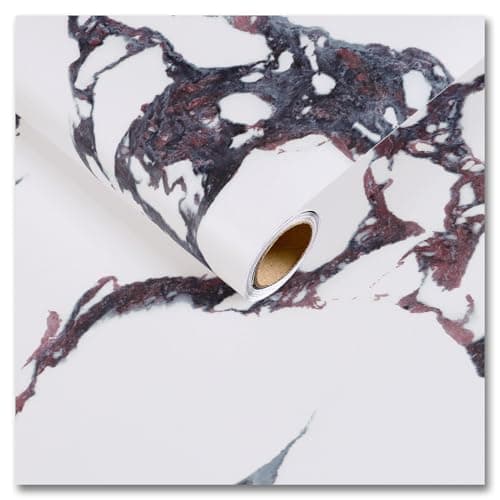 CRE8TIVE Calacatta Viola Marble Contact Paper Matte Purple White Marble Wallpaper Peel and Stick Countertops Waterproof Self Adhesive Removable Kitchen Wallpaper for Cabinets Shelves Drawers 12"x80"