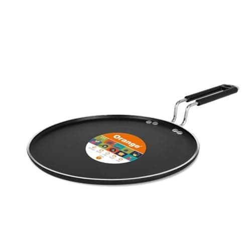 Orange Aluminium Non-Stick Smart Dosa Tawa/Flat Tawa/Paratha/Uttapam Tawa, 29.5 cm Diameter | 4mm Heavy thicknes | Gas top Compatible with Riveted Handle (295 mm, Black) | 1Year Warranty