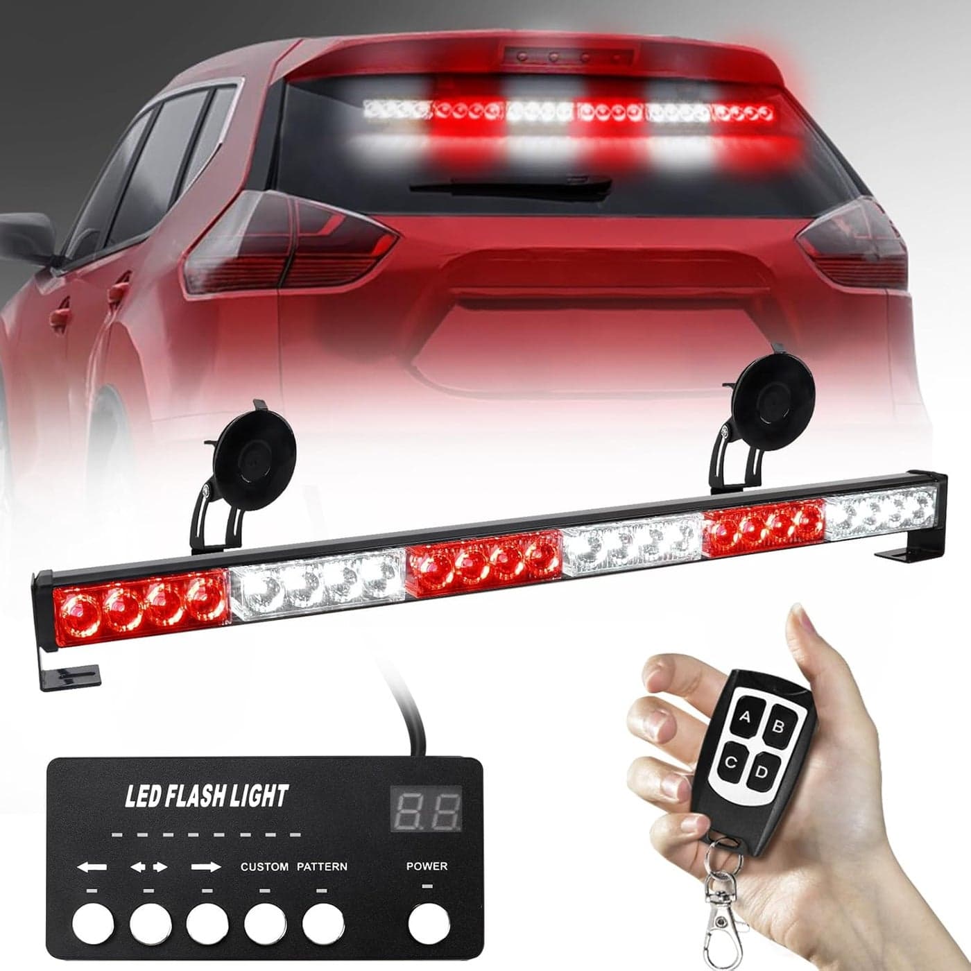 FEELOTAM 27" LED Emergency Strobe Light Bar with Remote